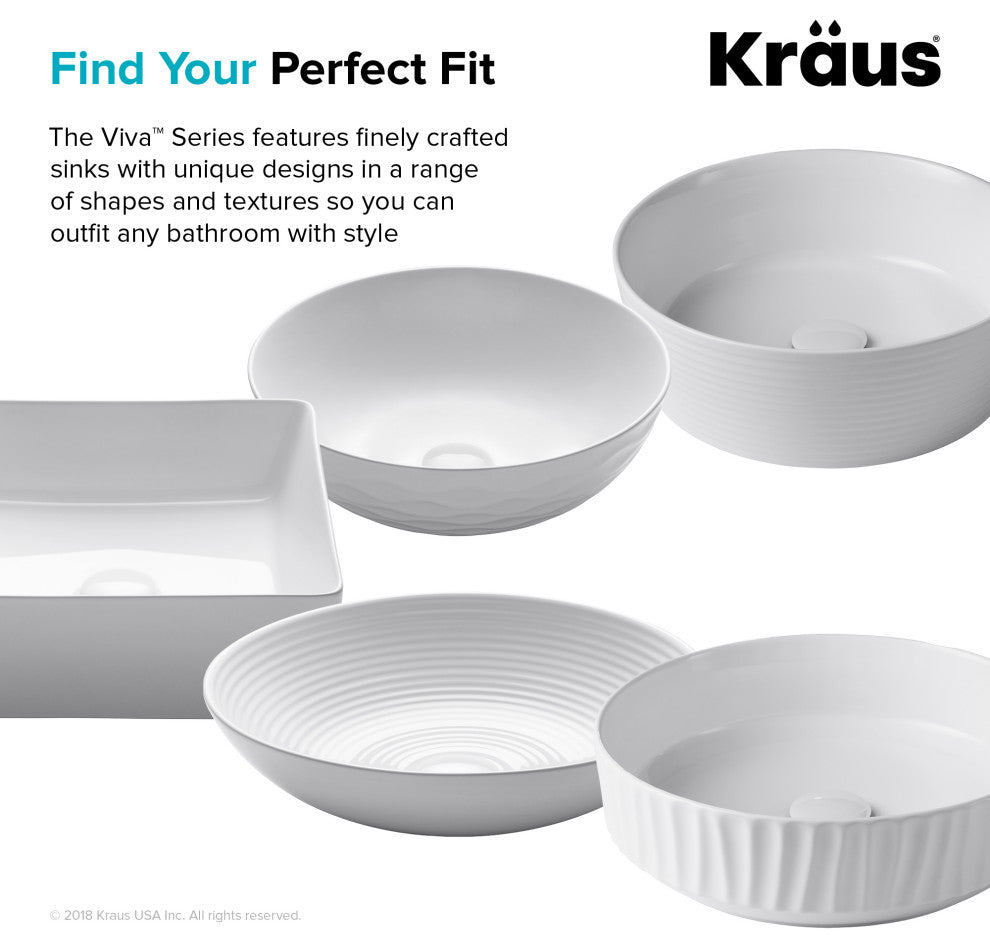 Viva Ceramic Round Vessel Bathroom Sink, White
