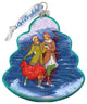 Hand Painted Glass Scenic Ornament, Palekh Skating Couple