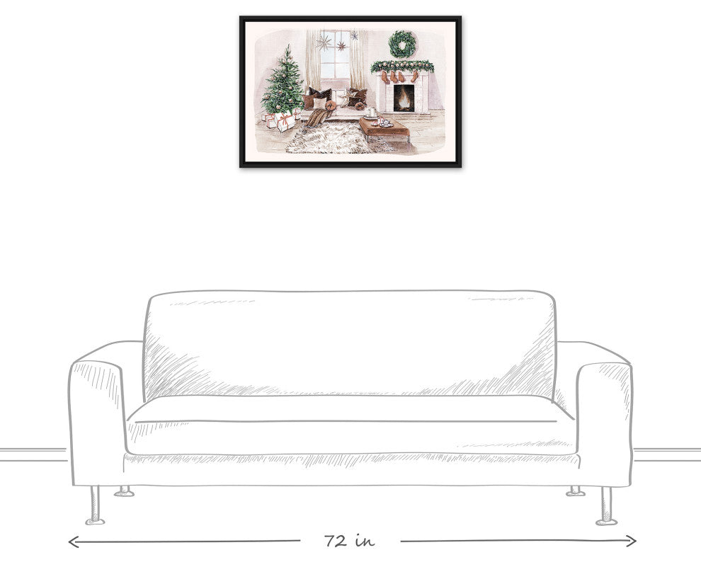 Christmas Room 31.75x21.75 Black Floating Framed Canvas