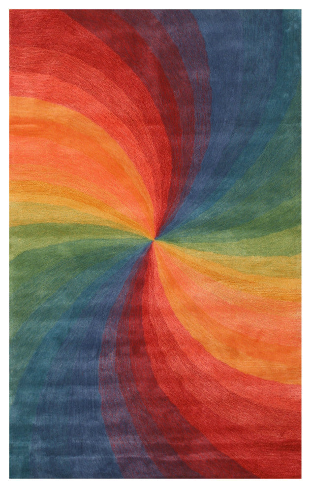 Hand-Tufted Wool Lollipop Contemporary Abstract Swirl Rug, 4'' X 6''