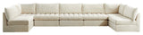 Jacob Velvet Upholstered 7-Piece U-Shaped Modular Sectional, Cream