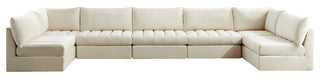 Jacob Velvet Upholstered 7-Piece U-Shaped Modular Sectional, Cream