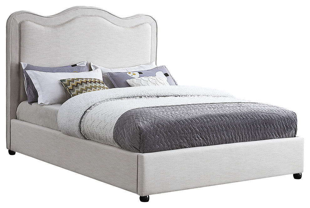 Felix Linen Upholstered Bed, Cream, Full