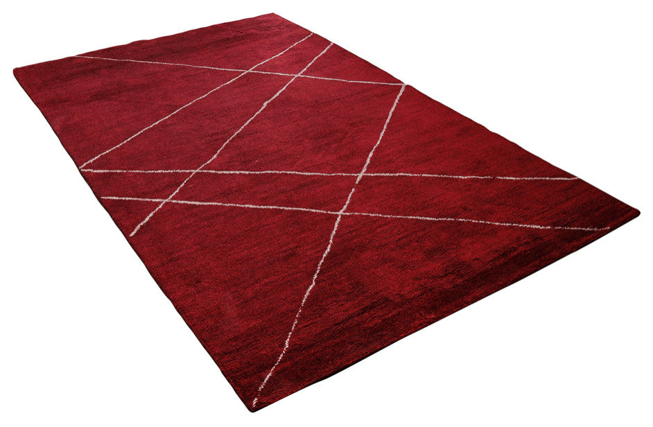 HAND KNOTTED LOOM SILK ECO-FRIENDLY AREA RUGS -9'x12', Rectangle, Red, Geometric