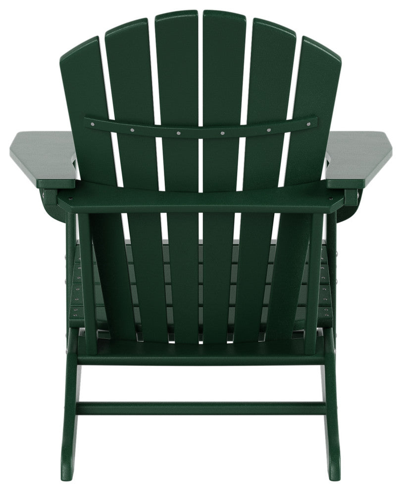 WestinTrends 2PC Outdoor Adirondack Poly Lumber Patio Chair, Side Table Set, Dark Green