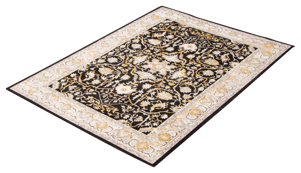 Aqua Legacy Area Rug, Black, 5'x7'