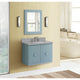 31" Single Wall Mount Vanity, Aqua Blue Finish With Gray Granite Top
