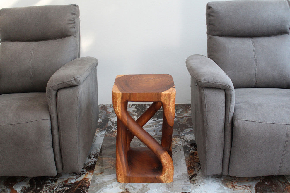 Haussmann Wood Vine Twist Stool Accent Table 14 in x 23 in H Cherry Oil