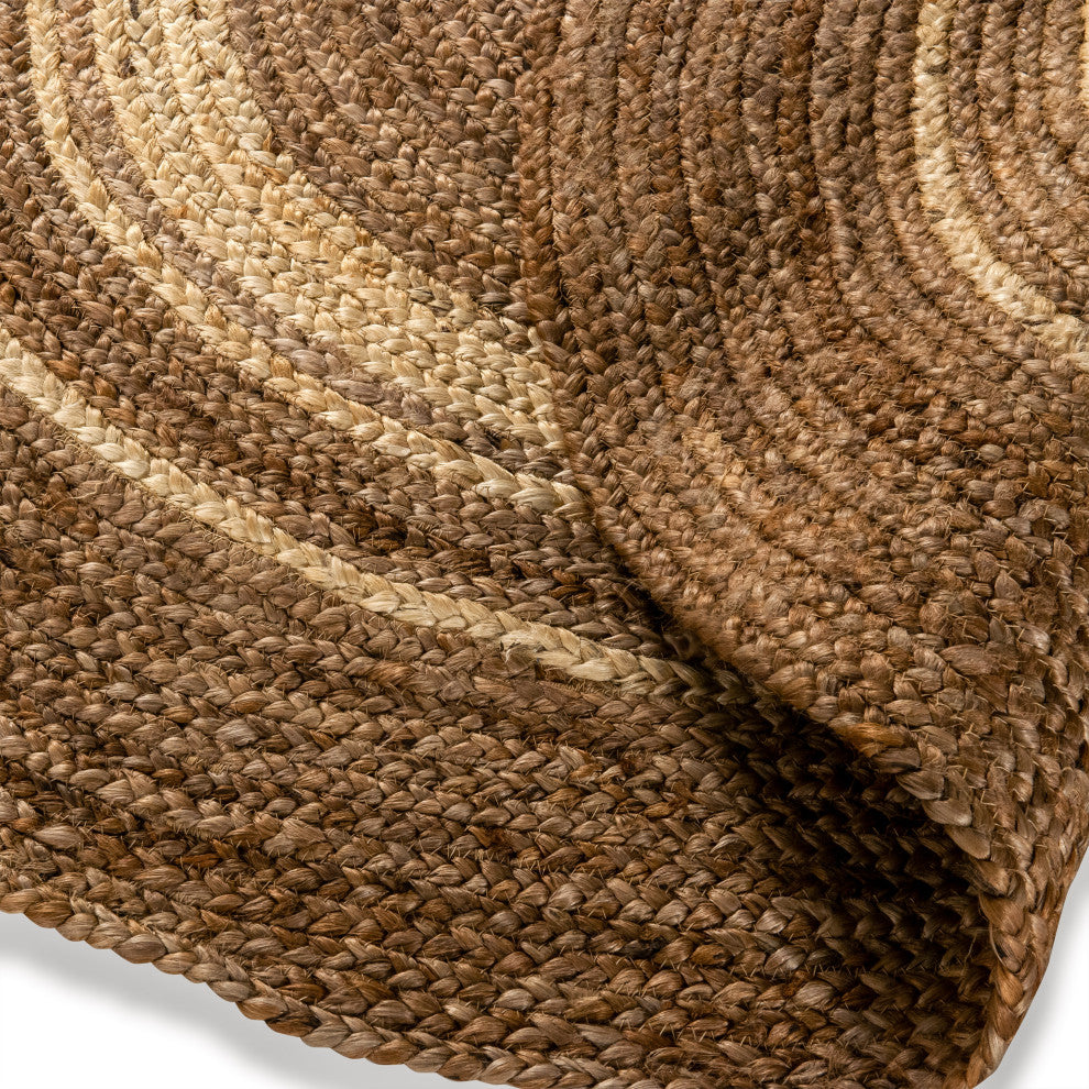 Natural Fiber Jute Area Rug - Braided Indoor Jute Rug - Natural Area Rugs, 4' Ro