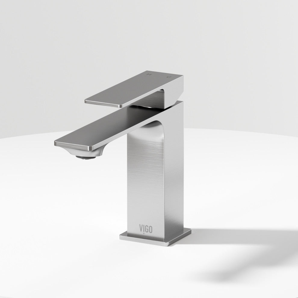 VIGO Dunn 6" H Single Handle Single Hole Bathroom Faucet, Brushed Nickel, Without Extras