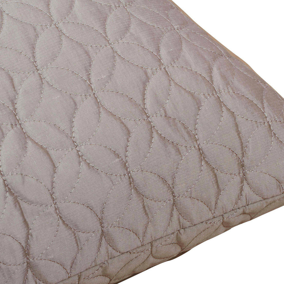 Marquesa Circle Embroidery Silk 2 Piece Pillow Shell Set, Pewter Stone