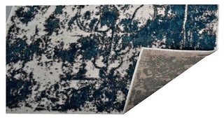 Machine Woven Heatset Polypropylene Area Rug Abstract Ivory Blue, [Runner] 3'2''x10'