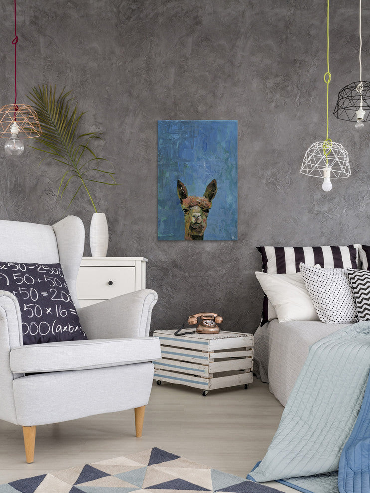 "What up Llama" Painting Print on Wrapped Canvas, 8"x12"