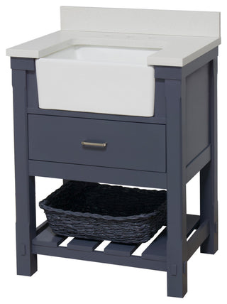 Charlotte 30" Bathroom Vanity, Marine Gray, Quartz