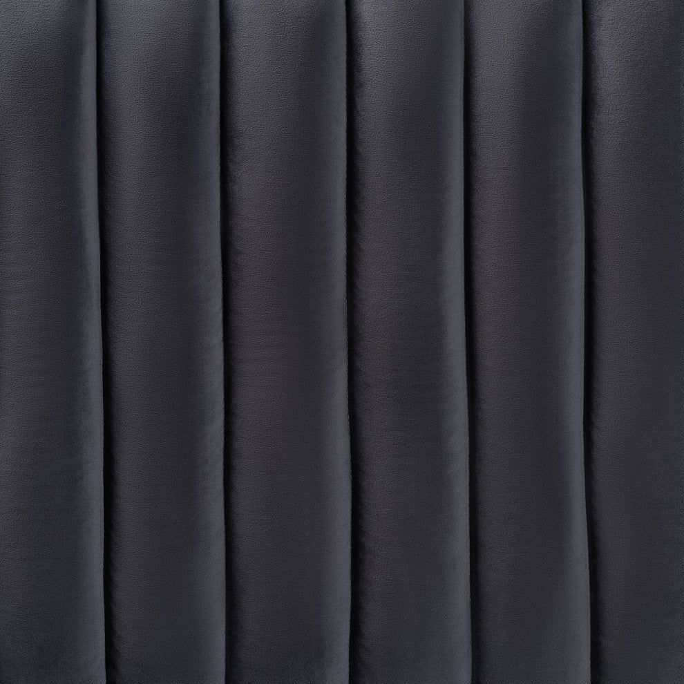 Gray Velvet Fabric Upholstered and Dark Brown Finished Wood King Size Headboard