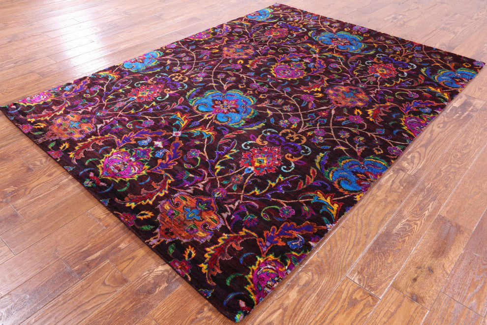 5' 8" X 7' 9" Persian Silk Hand Knotted Rug Q6807