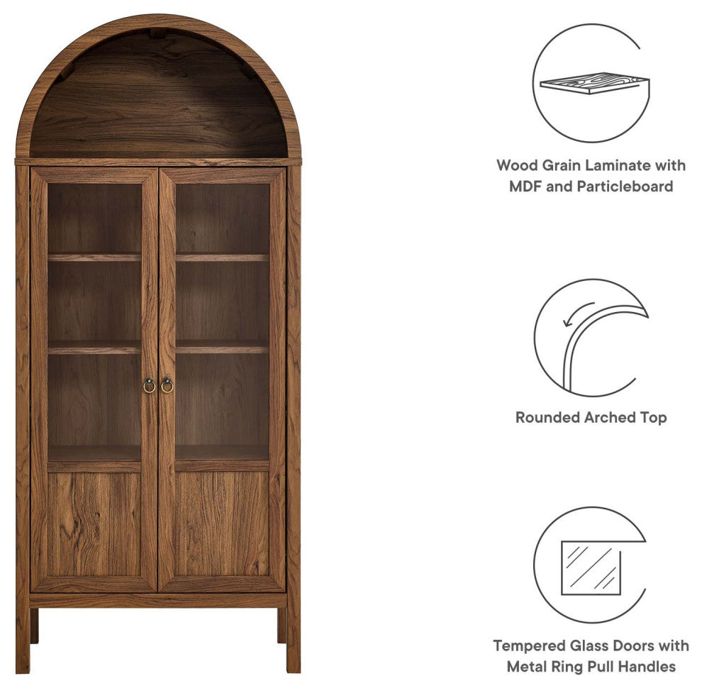 Tessa Tall Storage Display Cabinet - Walnut