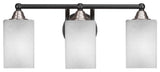 Paramount 3-Light Bath Bar, Matte Black & Brushed Nickel, 4" White Muslin Glass