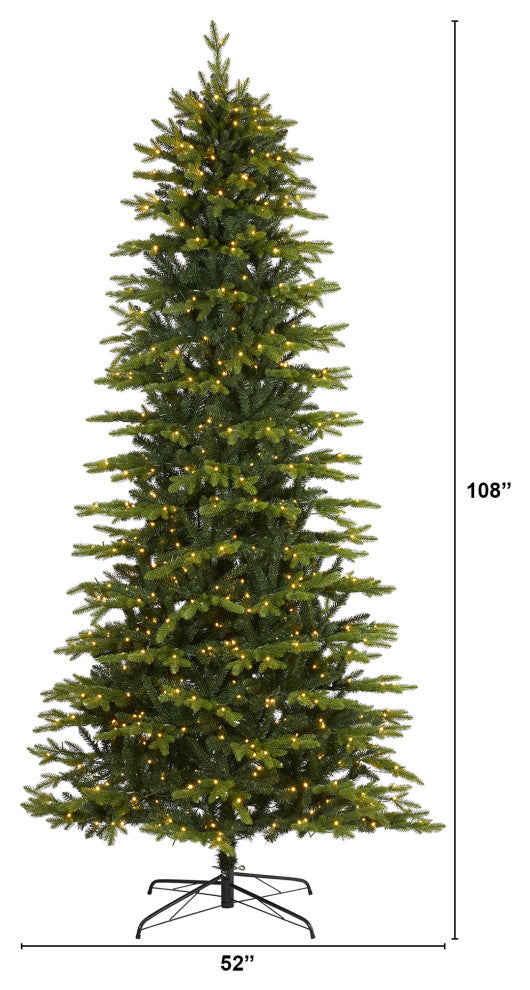 9'' Belgium Fir Natural Look Artificial Christmas Tree With 800 Clear LED Lights