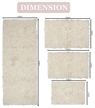 Modesto 100% Cotton Tufted Machine Washable Bath Rug 4-Piece Set, Ivory