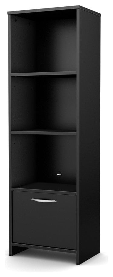 South Shore Step One Shelf Bookcase, Pure Black