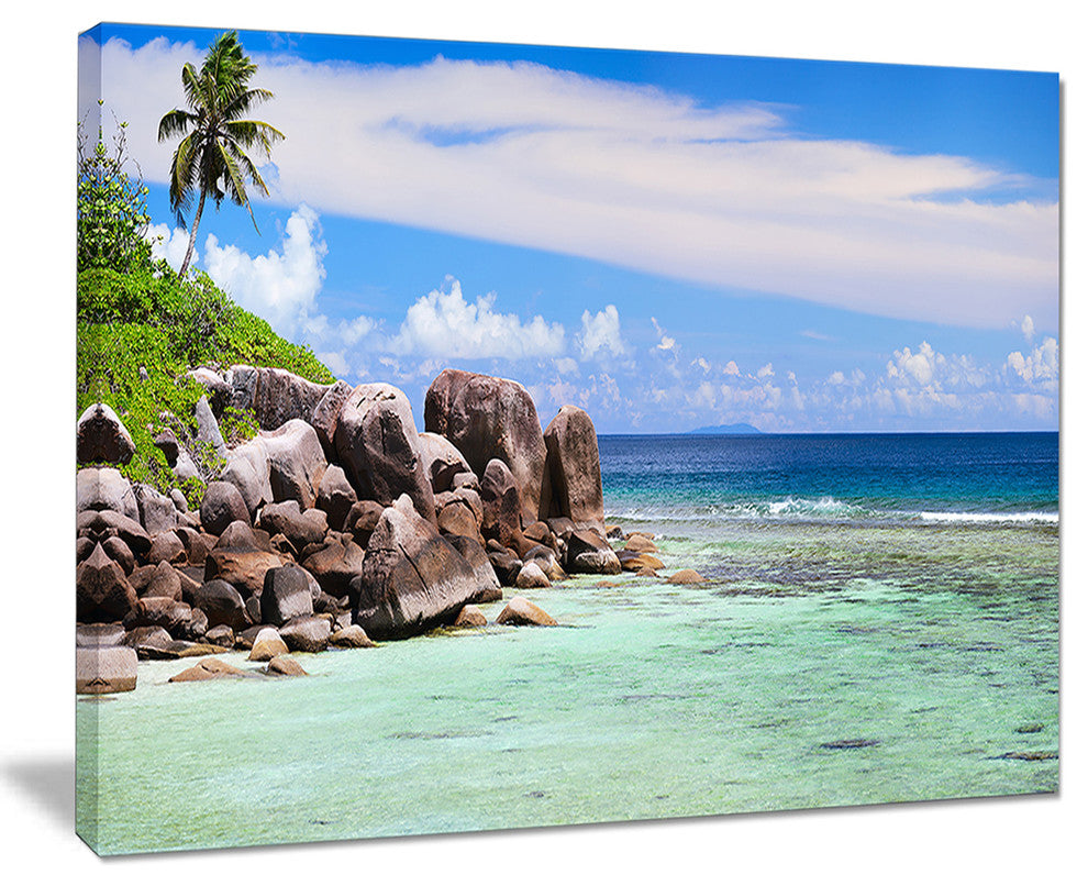 "Beautiful Seychelles Rocky Coast" Landscape Wall Art, 20"x12"
