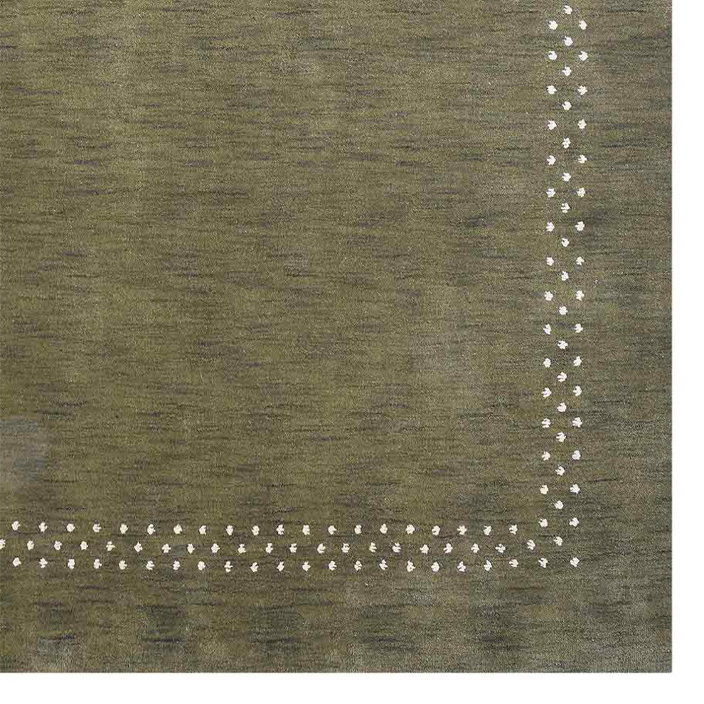 HAND KNOTTED LOOM WOOL ECO-FRIENDLY AREA RUGS - Rectangle, Green, Contemporary