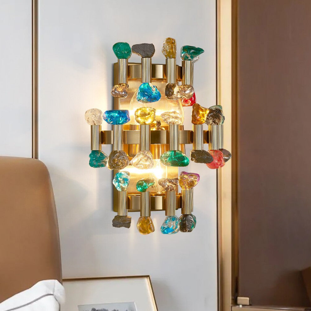 Coruna | Modern colorful design sconce for bedroom, Colorful Crystal