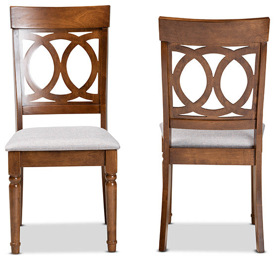 Annyse Modern Contemporary Upholstered Dining Chair, Set of 2, Gray/Walnut Brown