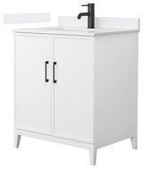 Elan 30" Single Vanity, White, White Cultured Marble Top, Black Trim