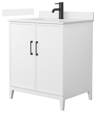 Elan 30" Single Vanity, White, White Cultured Marble Top, Black Trim