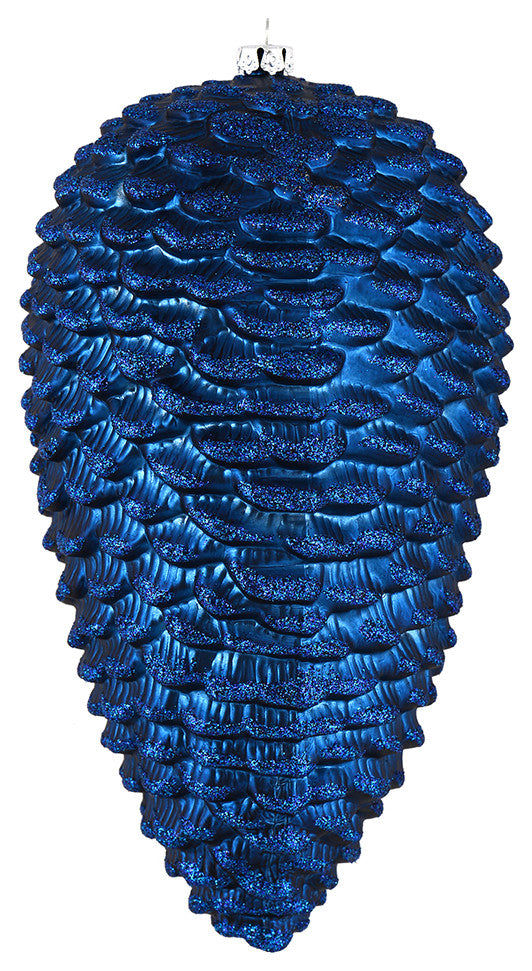 Vickerman N187331D 10" Midnight Blue Matte Glitter Pinecone Christmas Ornament