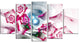 Pink Roses Fractal Design, Contemporary Canvas Art Print, 60"x32", 5 Panels