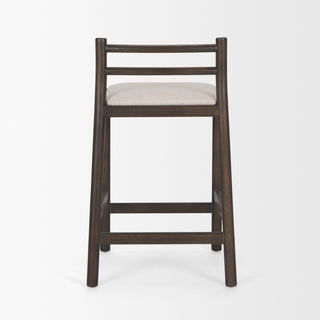 Sam Dark Brown Wood With Cream Fabric Counter Stool