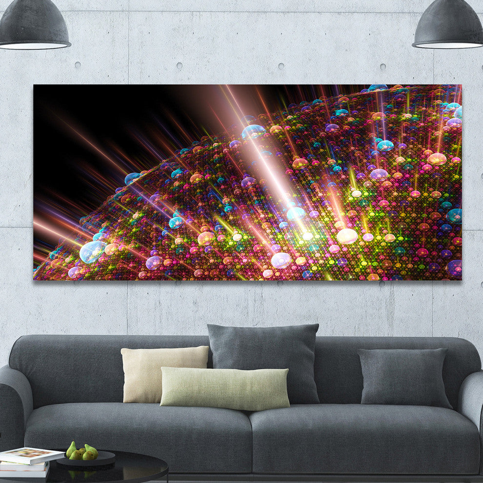 Multi Color Solar Bubbles Planet, Oversized Abstract Canvas Art Print, 60x28
