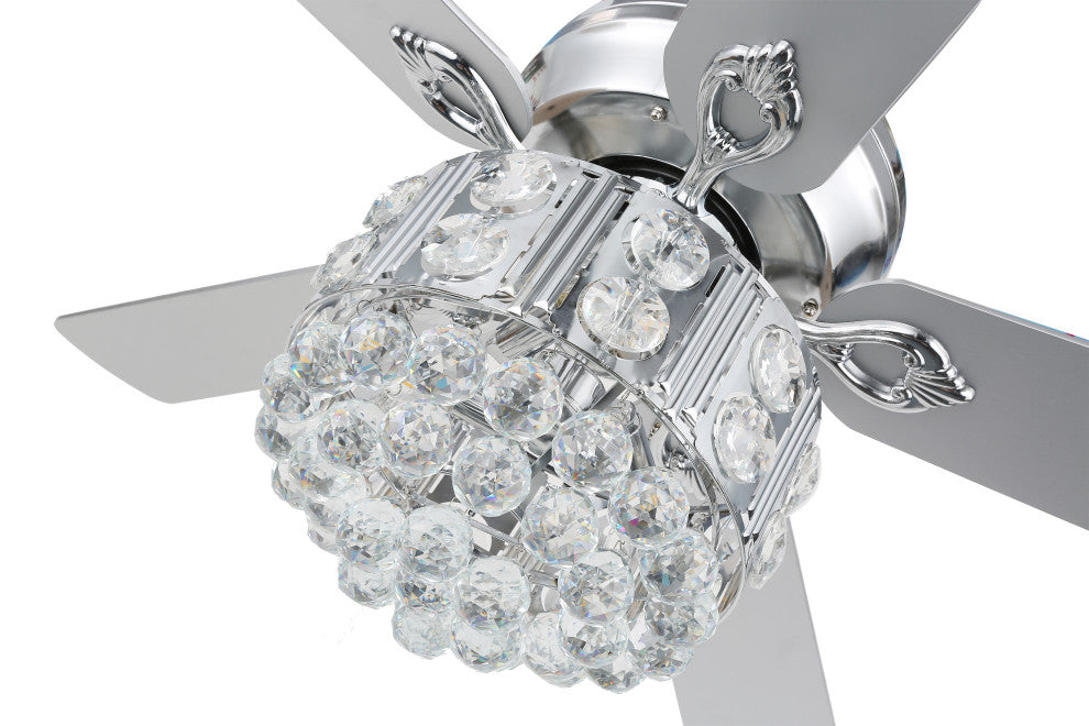Crystal Ceiling Fan with Remote 5 Blades 52Inch, Chrome