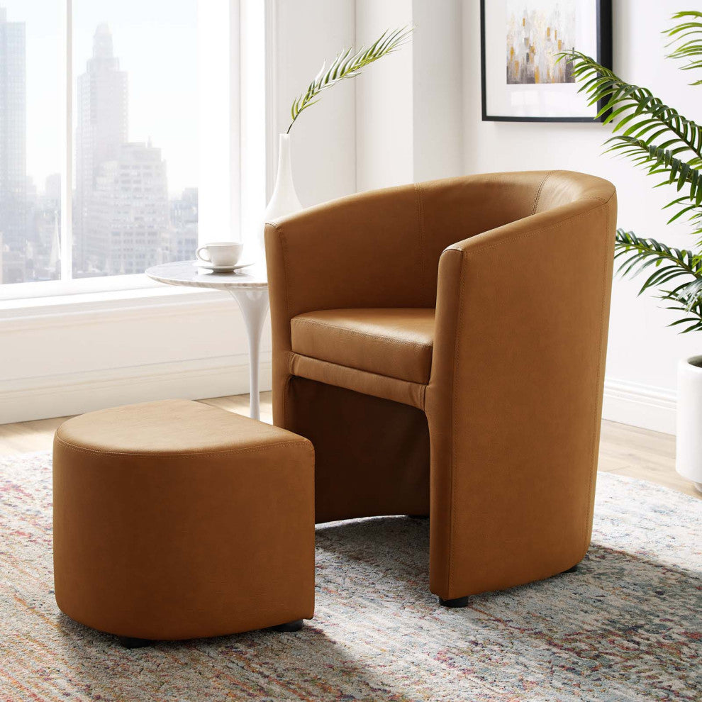 Tan Divulge Armchair and Ottoman
