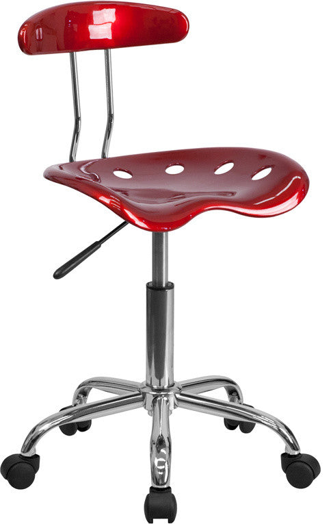 Chrome Task Chair With Tractor Seat, Wine Red, 17"x16.50"x29.25", 34.75"