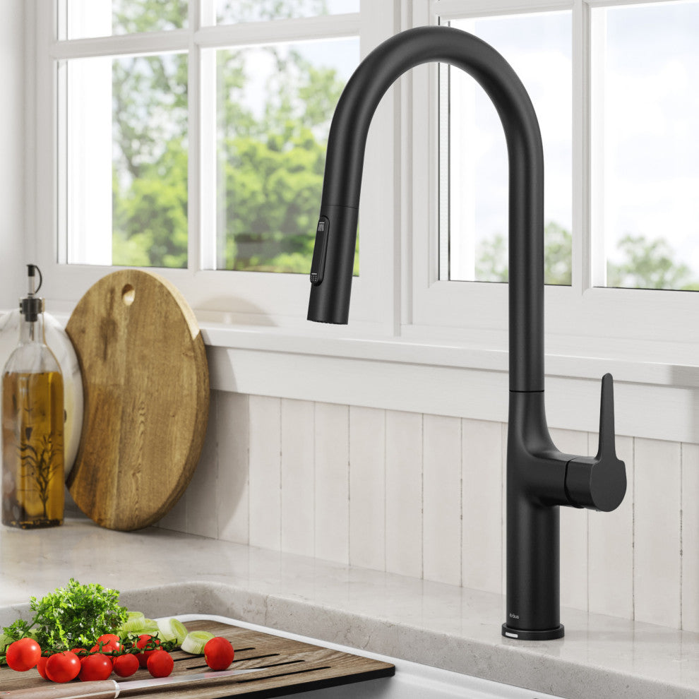 Oletto Pull-Down 1-Hole Kitchen Faucet, Matte Black, Model Ktf-3101mb