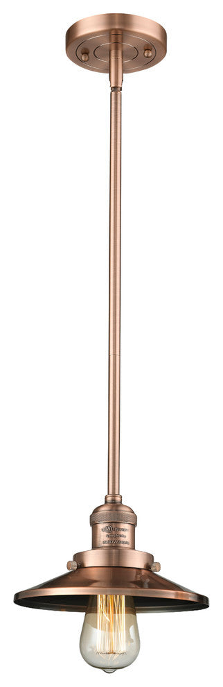 Railroad 1-Light LED Mini Pendant, Antique Copper