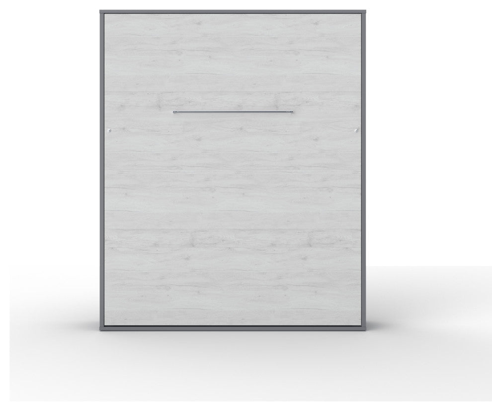 CONTEMPO Vertical Wall bed with LED, European Queen size 63x78.7 inch, Grey Matt