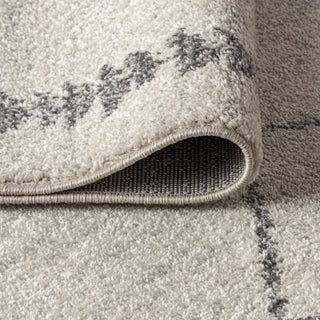 Zaina Moroccan Beni Souk Area Rug, Cream/Gray, 2'x8'