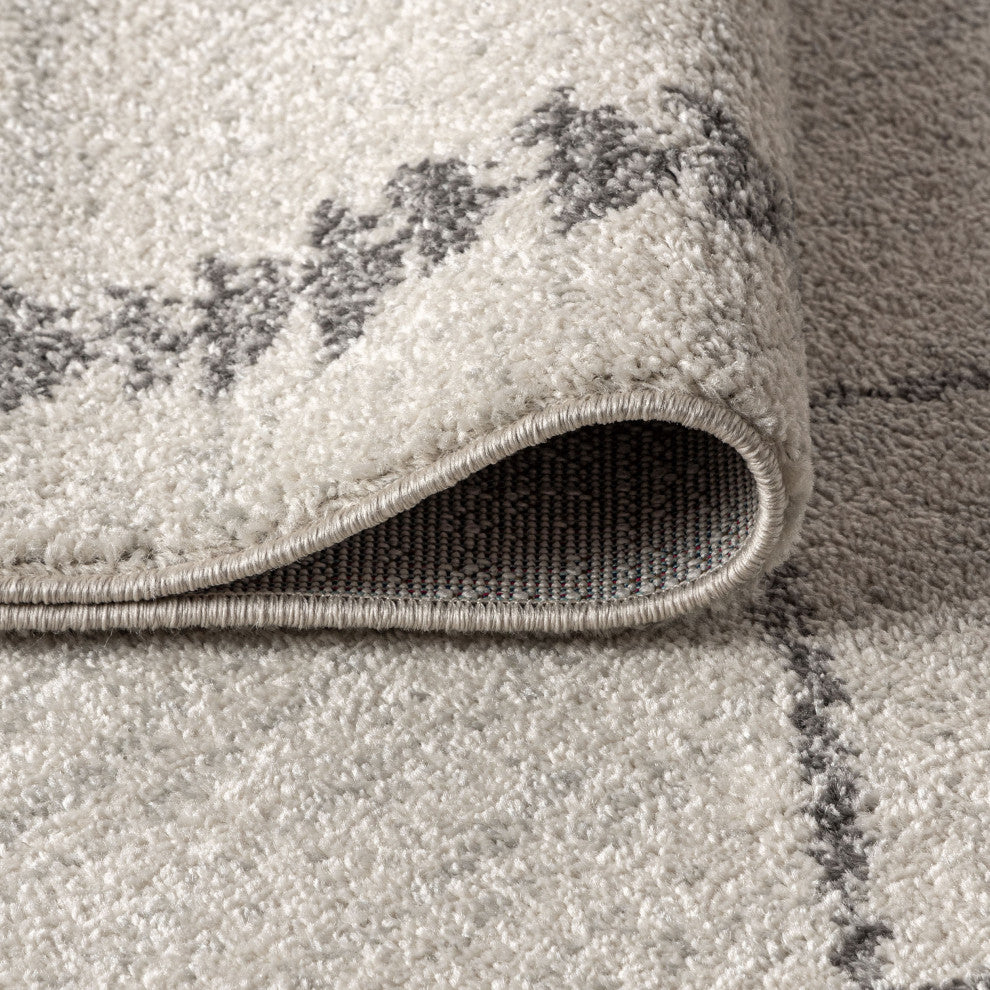 Zaina Moroccan Beni Souk Area Rug, Cream/Gray, 2'x8'