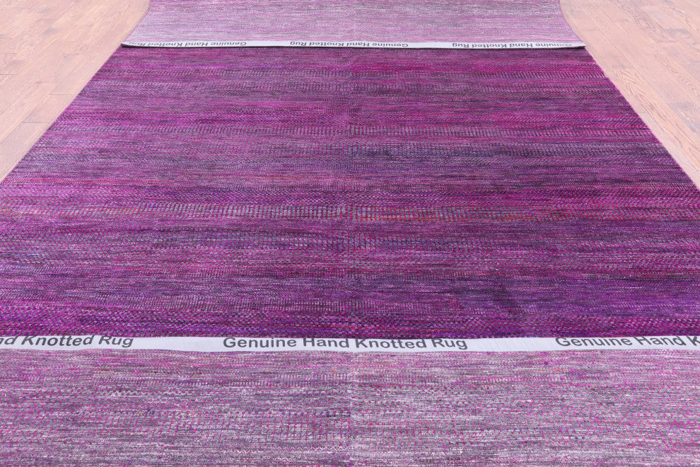 8' 11" X 18' 3" Super Savannah Gabbeh Handmade Wool and Silk Rug Q6868