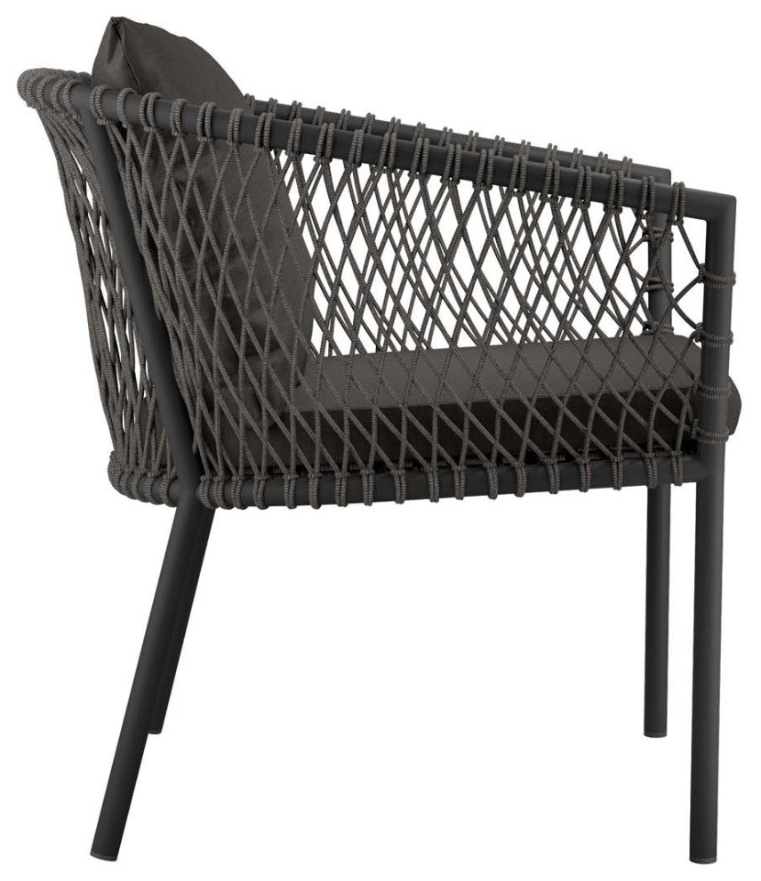 Sailor Outdoor Patio Dining Armchair, Charcoal Charcoal