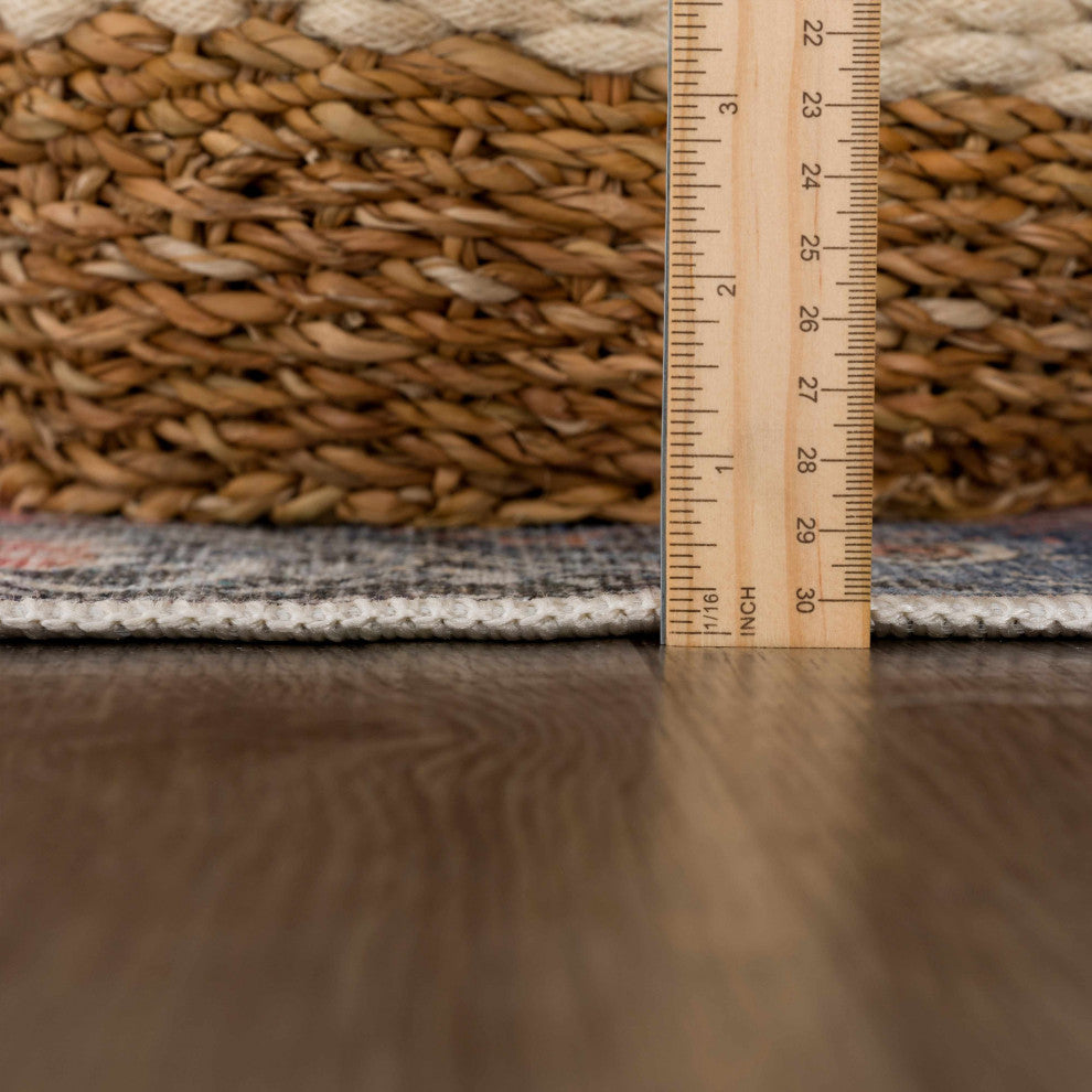 Hauteloom Rosman Distressed Washable Rug, 8'10"x12' Rectangle