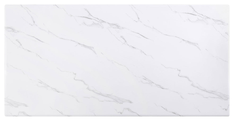 Venera Rectangular 79" Faux Marble Dining Table White