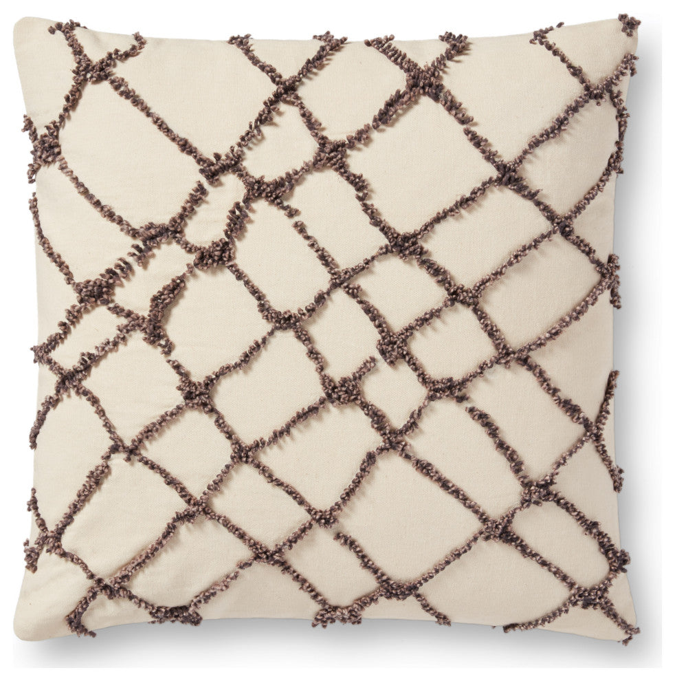 Loloi PLL0043 Ivory / Black 18" x 18" Cover w/Poly Pillow