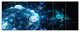 Blue Spherical Water Drops, Floral Canvas Art Print, 70"x28", 6 Panels