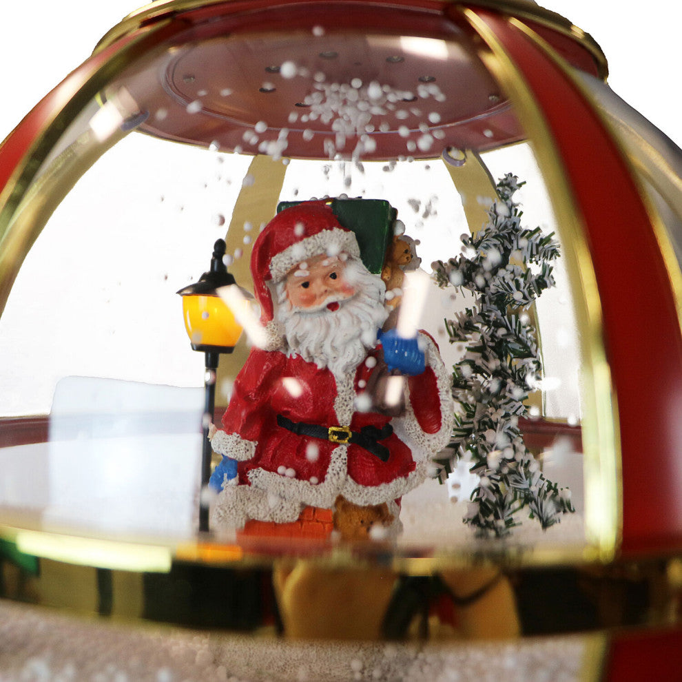 Let It Snow 69" Snow Globe Lamp Post, Red, Santa, 2 Signs, Snow, Holiday Carols